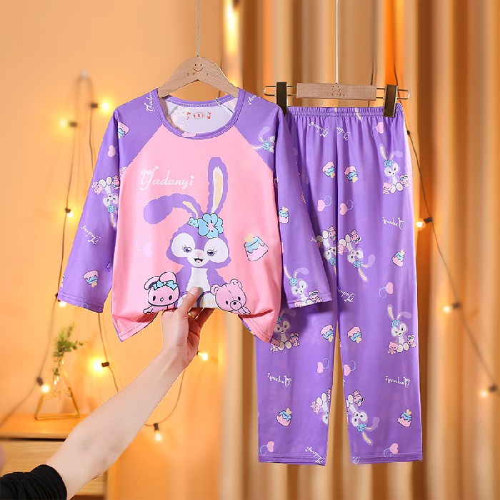 Bộ Đồ Ngủ Tay Dài Chất Liệu Cotton In Họa Tiết Hoạt Hình Xinh Xắn Cho Bé