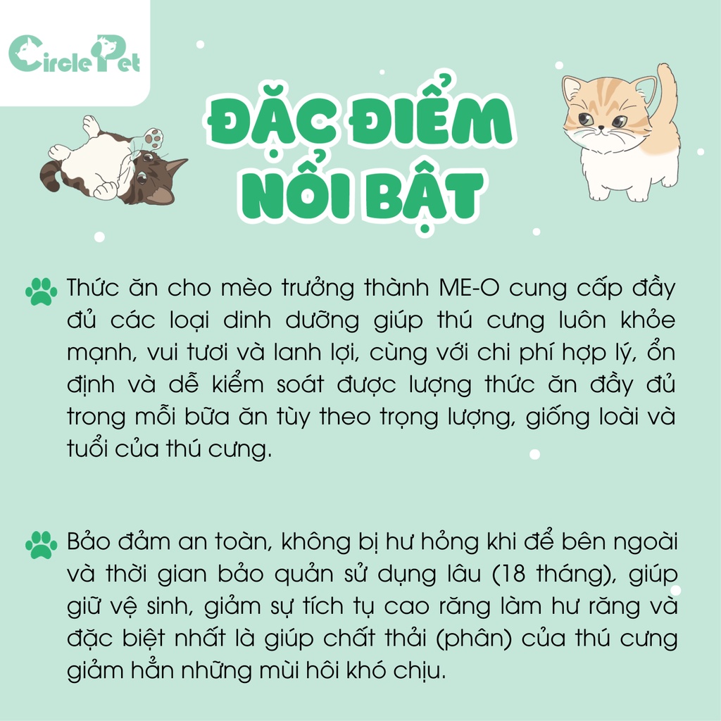 Thức Ăn Cho Mèo Me-O Adult Vị Hải Sản Cá Ngừ Cá Thu Hạt Cho Mèo Trưởng Thành 350g - Circle Pet