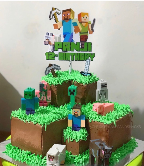 Phụ Kiện Trang Trí Bánh Kem Hình Người Nhện Minecraft