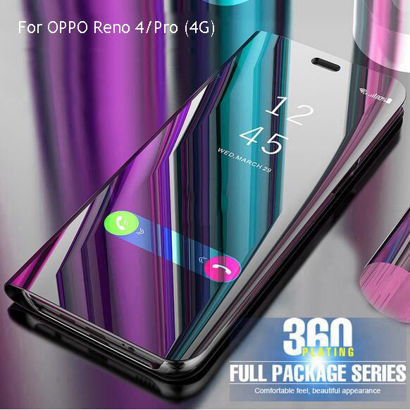 Bao Da Điện Thoại Nắp Lật Mặt Gương Thông Minh Chống Sốc Cho Oppo Reno 4 / Pro 4g Ốp