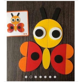 Bộ ghép hình tư duy theo thẻ montessori - bộ ghép hình tư duy