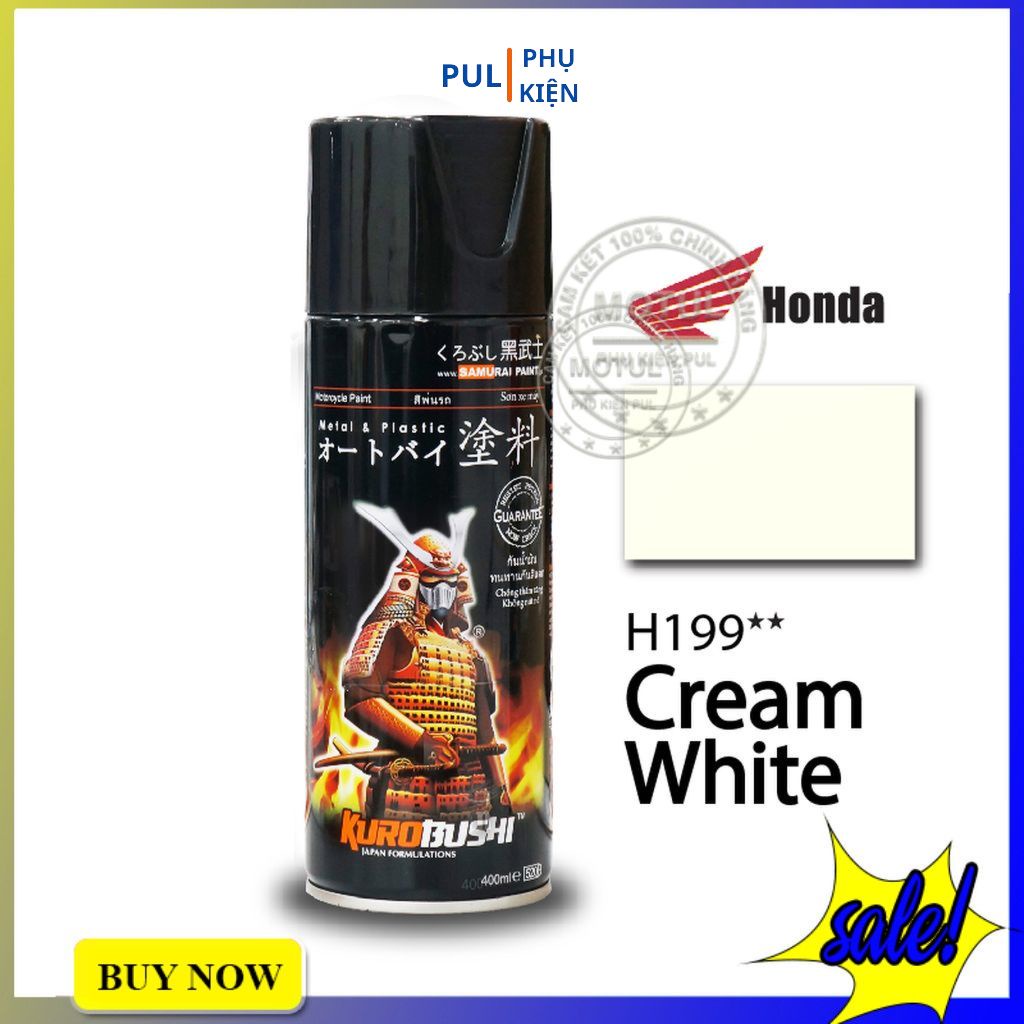 Bộ 4 chai sơn samurai màu trắng kem gồm H199 - UCH210 - K1K - 2/102 - giấy nhám P800