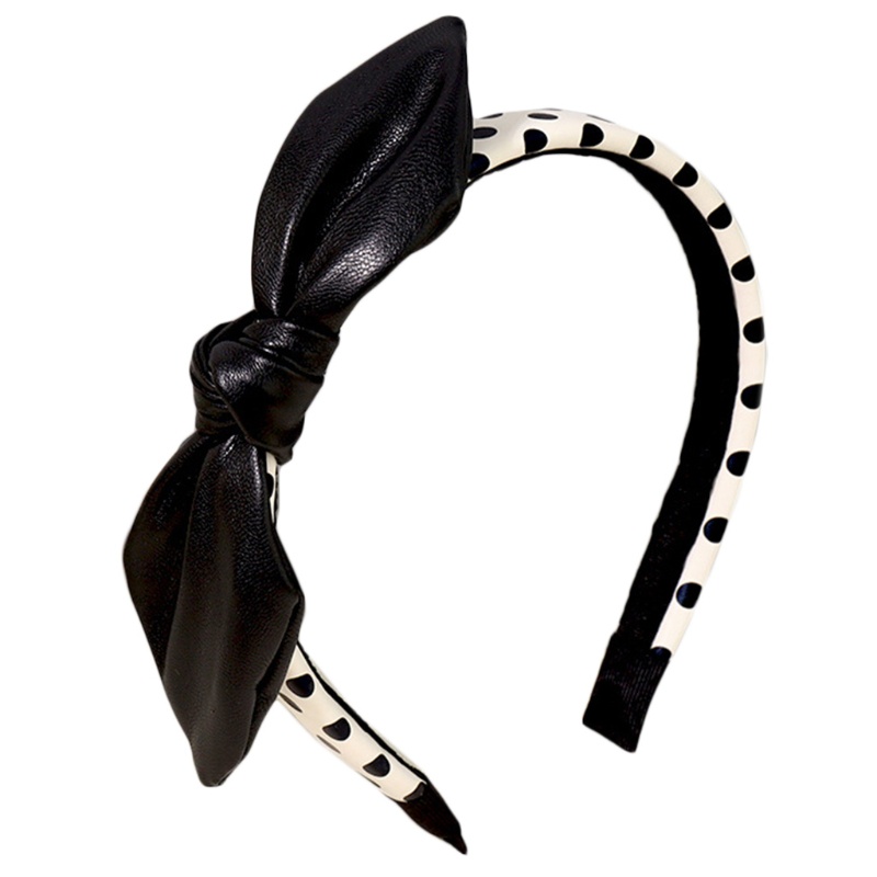 Băng Đô Nơ Bằng Da Họa Tiết Da Báo / Kẻ Sọc / Chấm Bi Dành Cho Nữ