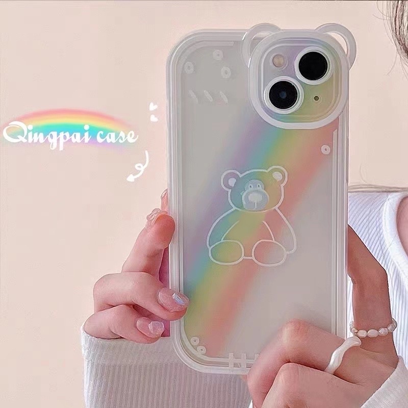 (SIÊU RẺ) Ốp lưng iphone tai gấu cầu vồng siêu xinh 7plus/8/8plus/x/xr/xs/11/12/13/pro/max/plus/promax