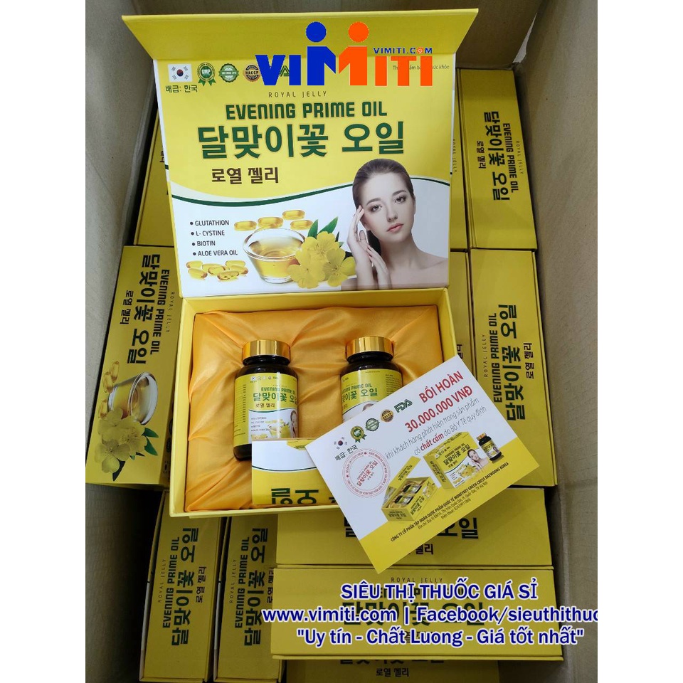 Viên uống giúp da đẹp, trắng sáng Hàn Quốc. Công dụng tốt Royal Jelly Evening Prime Oil