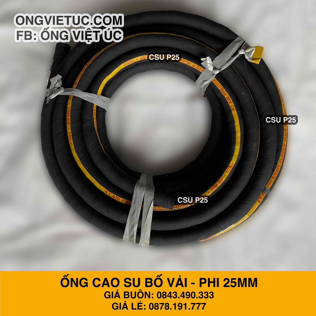 Ống cao su bố vải Việt Úc Phi 25mm loại 20Bar - Cuộn 20m  - hàng chính hãng KT