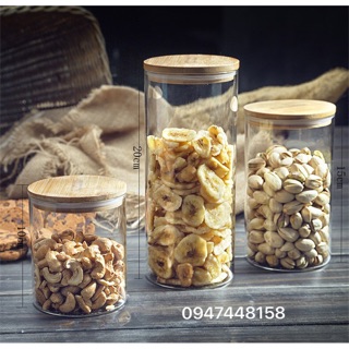 Lọ thuỷ tinh borosilicate nắp gỗ 900 ml