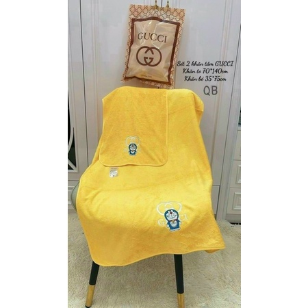 Khăn Tắm Doremon Set 2 Cái Bằng Cotton Siêu Thấm Hút, Mềm Mại Cho Bé