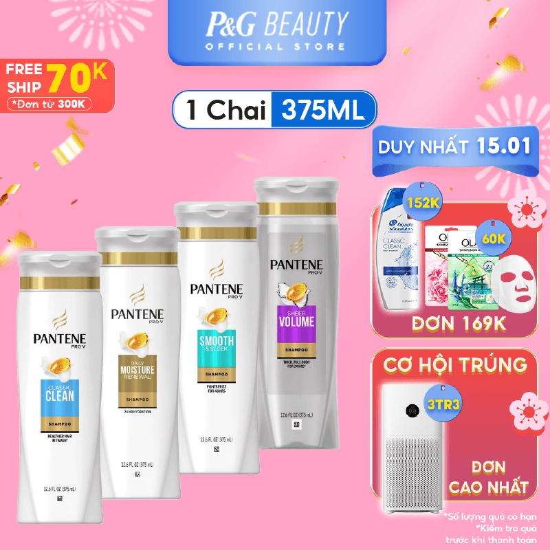 Dầu Gội Pantene Mỹ nhiều mùi hương 375ml