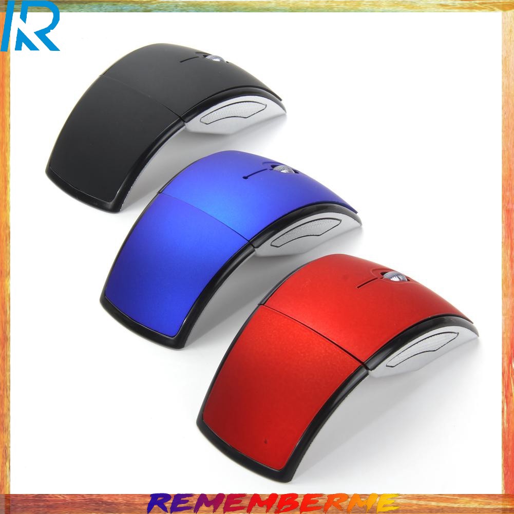 【Rememberme】2.4GHz Foldable Arc Wireless Optical Mouse Mice + USB Receiver to Laptop