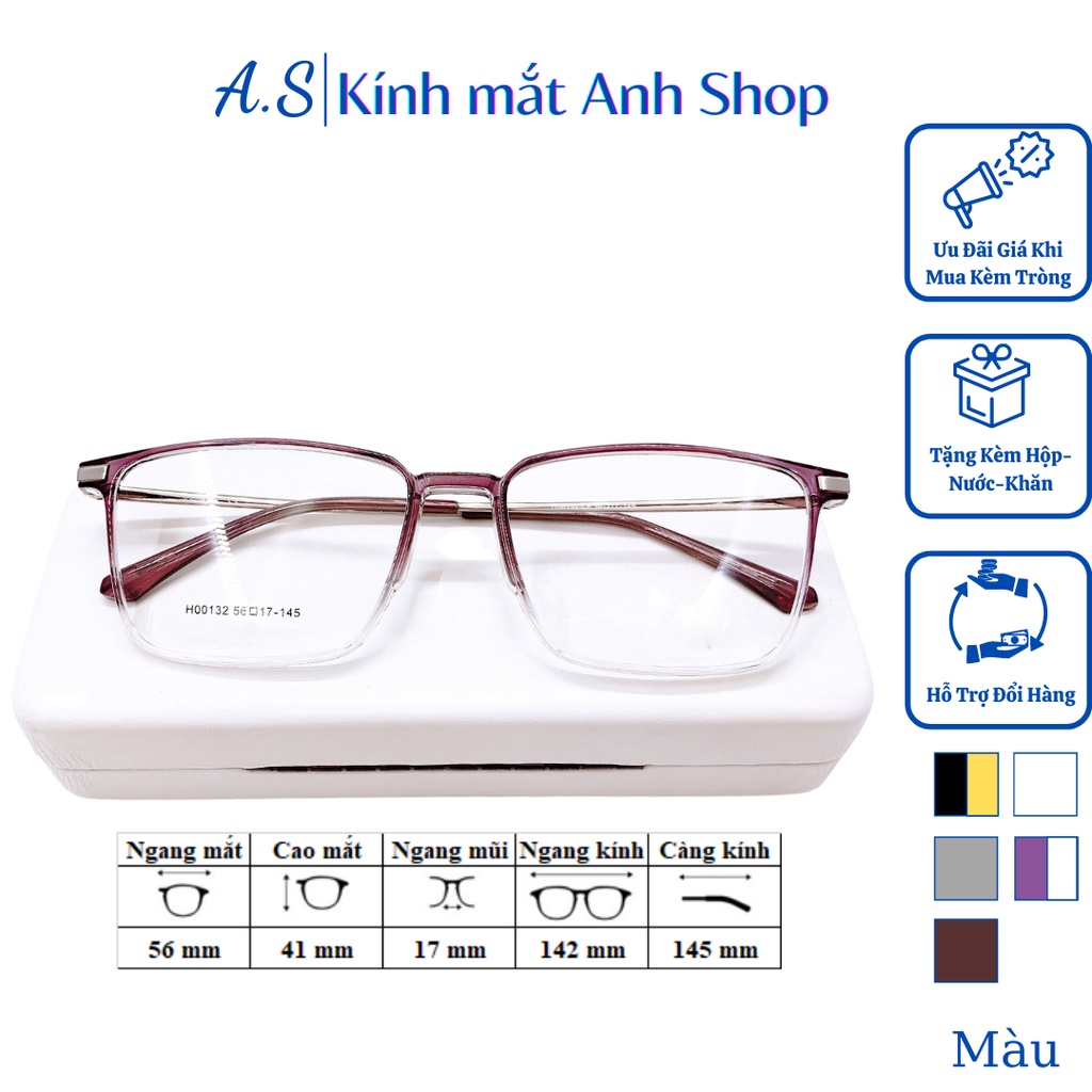 Gọng kính chủ nhật thời trang nam nữ chất liệu nhựa dẻo kết hợp kim loại 00132