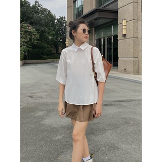 Áo sơmi cổ Peter Pan xếp ly - 𝐏𝐫𝐞𝐩𝐩𝐲 𝐬𝐡𝐢𝐫𝐭