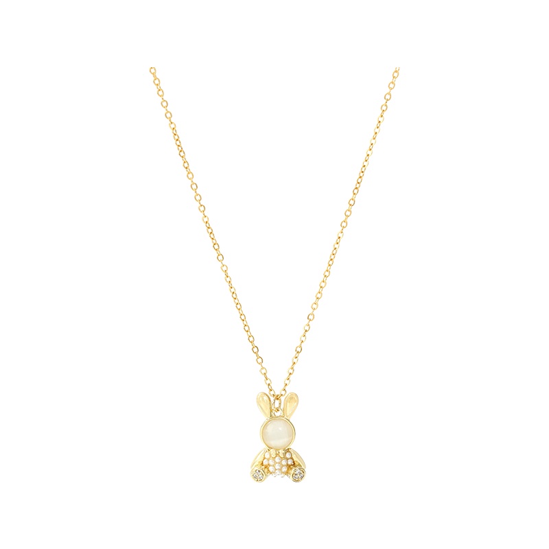 Dây chuyền JIUDUOLAN thép titan mặt gấu hoạt hình đính đá opal nhân tạo thời trang ngọt ngào