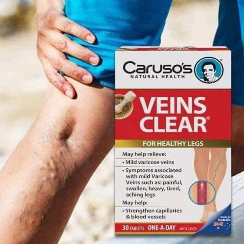 Viên uống hỗ trợ cải thiện giãn tĩnh mạch Venis clear Caruso's Úc 60 viên