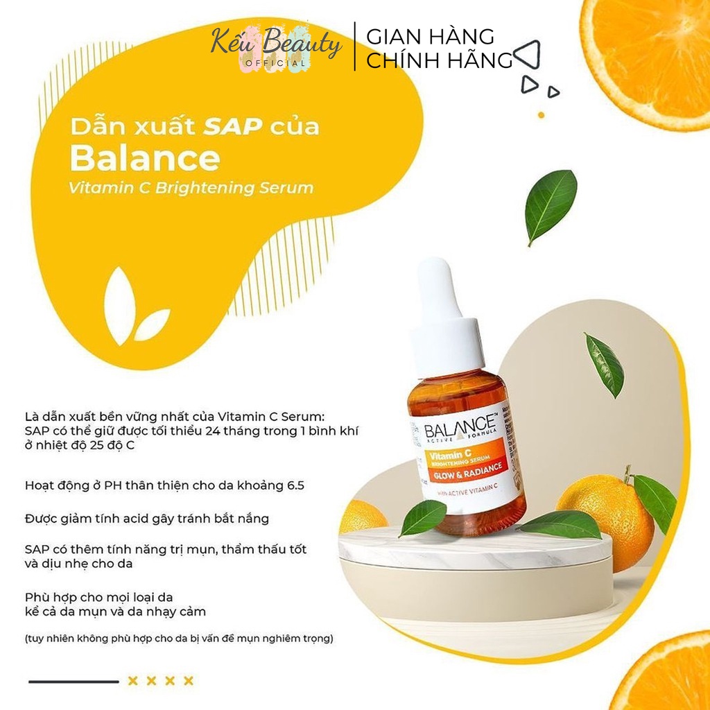 Serum Trắng Da, Mờ Thâm Balance Active Formula Vitamin C Brightening 30ml