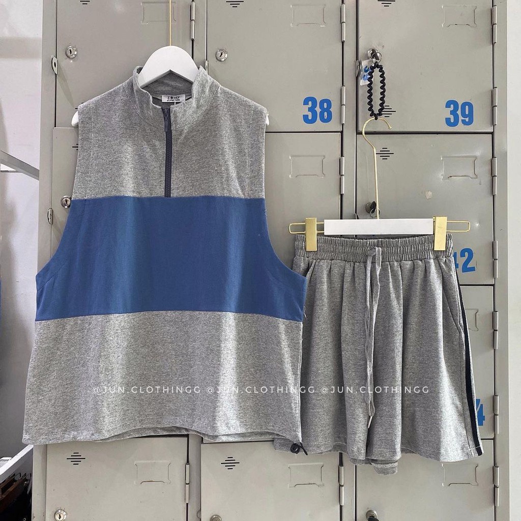 Bộ tanktop can phối 3 màu RUBY HOUSE86 khóa cổ, rút eo gồn Áo và Quần HÀNG ĐẸP FROM RỘNG HOT HIT