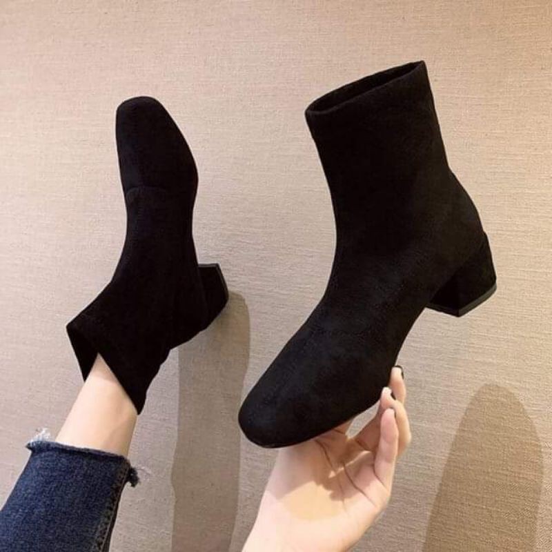 (ORDER BIGSIZE) Boots gót 5p chất da lộn siêu xinh big size (35-42)