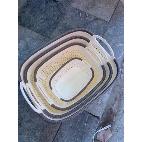 [Kho sỉ]  Set 4 rổ đựng đồ có quai xách, rổ đựng đồ Hàn Quốc có quai xách, rỏ đựng đồ nhựa Việt Nhật