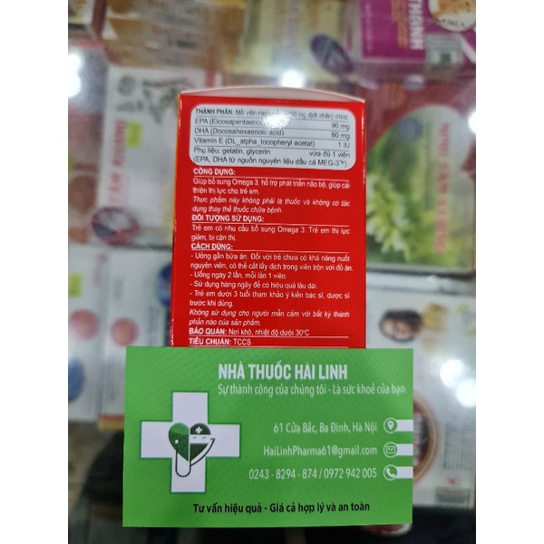Omega 3 Kids⚡Tặng quà⚡Hộp 60 viên Giúp tăng cường thị lực, chống mỏi mắt, giảm cận thị cho trẻ nhỏ