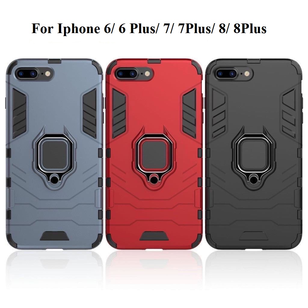 Ốp lưng Iphone 6/ 6s/ 6s Plus/ 7/ 7 Plus/ 8/ 8 Plus chống sốc iron man gắn giá đỡ iring, chống va đập mạnh