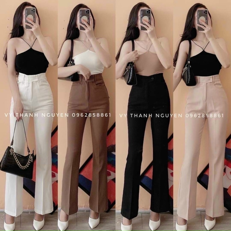 QUẦN TÂY ỐNG LOE LƯNG CAO (KÈM VIDEO HÌNH THẬT)
