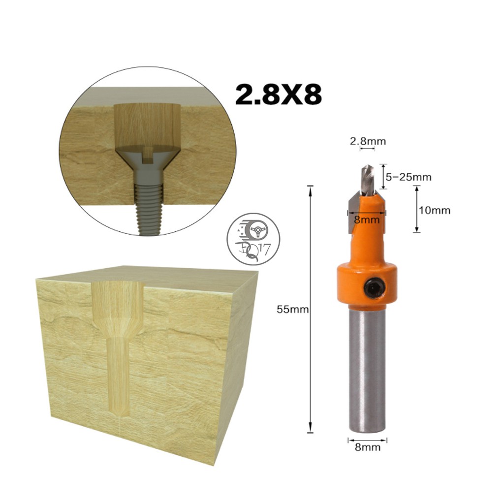 100% NHƯ HÌNH Loại mũi 2 tầng âm đầu vít, Làm từ hợp kim thép có 5 kích thước