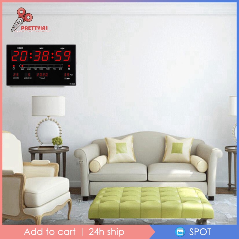 [Prettyia1] Đồng Hồ Điện Tử Màn Hình LED Hiển Thị Nhiệt Độ Và Độ Ẩm Không Khí Trong Nhà / Văn Phòng