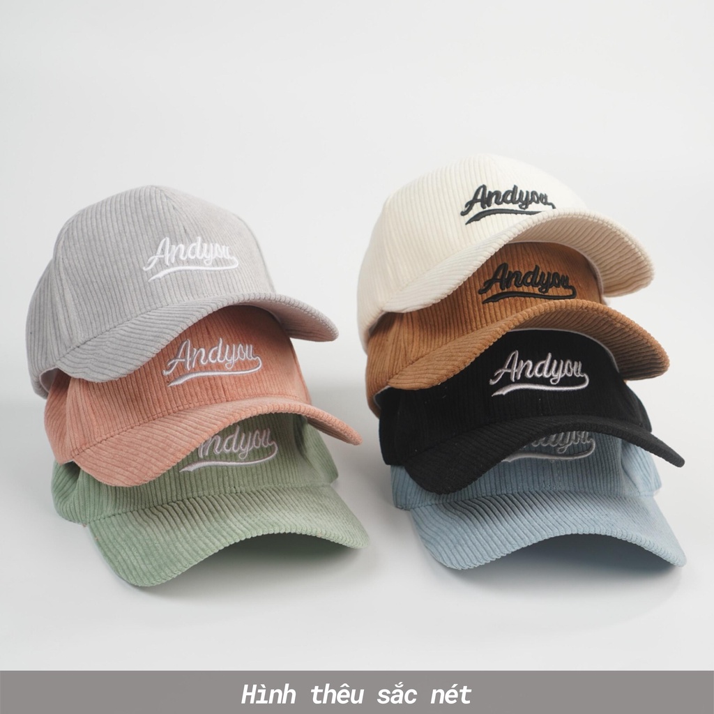 Mũ lưỡi trai Unisex  Nón kết Ulzzang thêu chữ ANDYOU nhung tăm cao cấp Molly Fashion – NK12