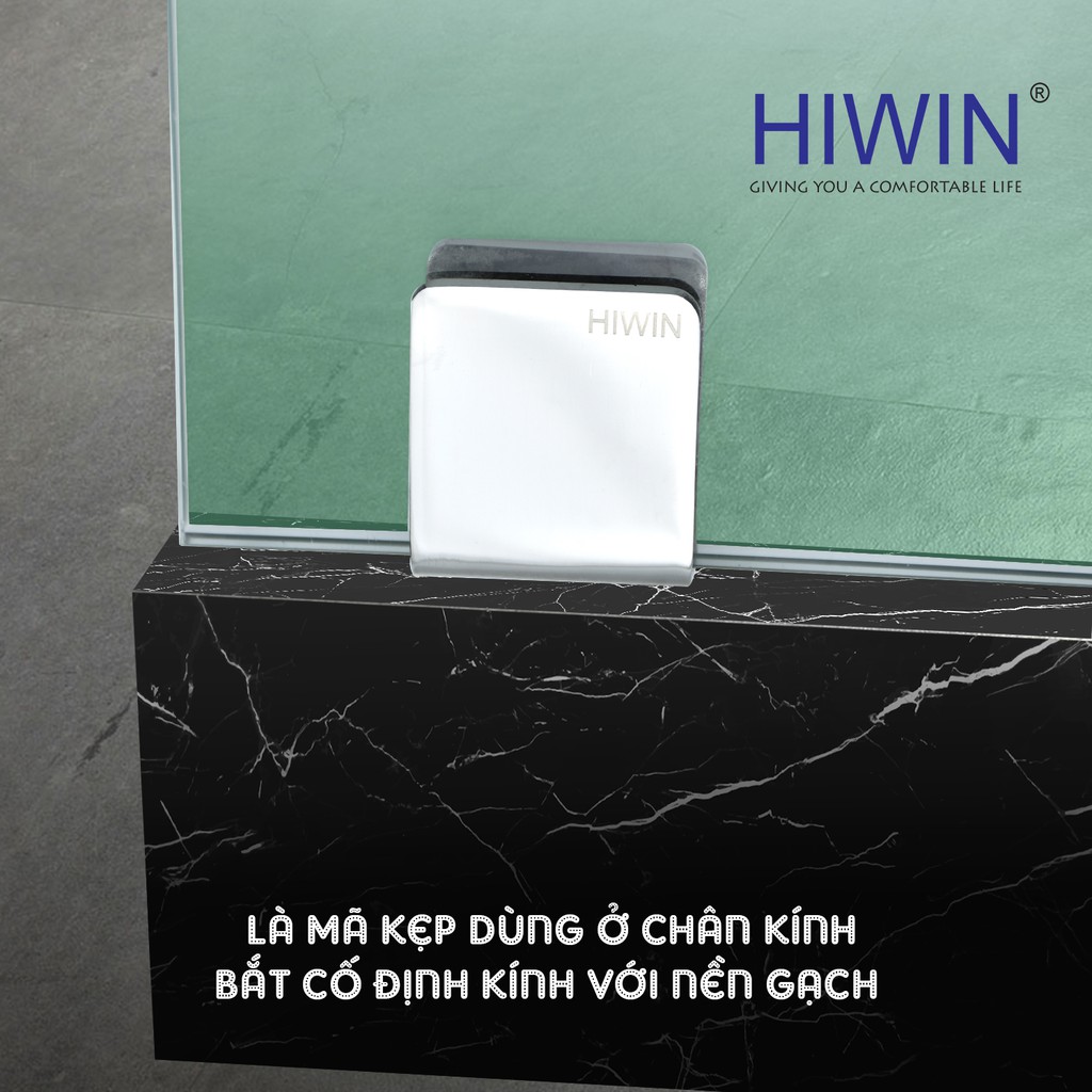 Kẹp chân kính vách kính nhà tắm Hiwin FC-085A mặt gương không khoét lỗ