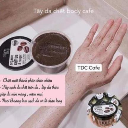 [Chính Hãng 100%] Tẩy Da Chết Body Cafe Organic Shop Crub - Làn da mịn màng, thay mới và đàn hồi hơn cùng hương vị Cafe