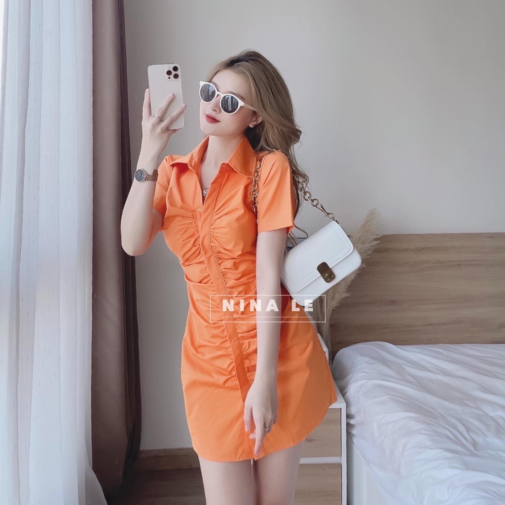 Đầm sơ mi nhún nẹp mini bigsize Kim Ngân  50 kg đến 90 kg DKN014
