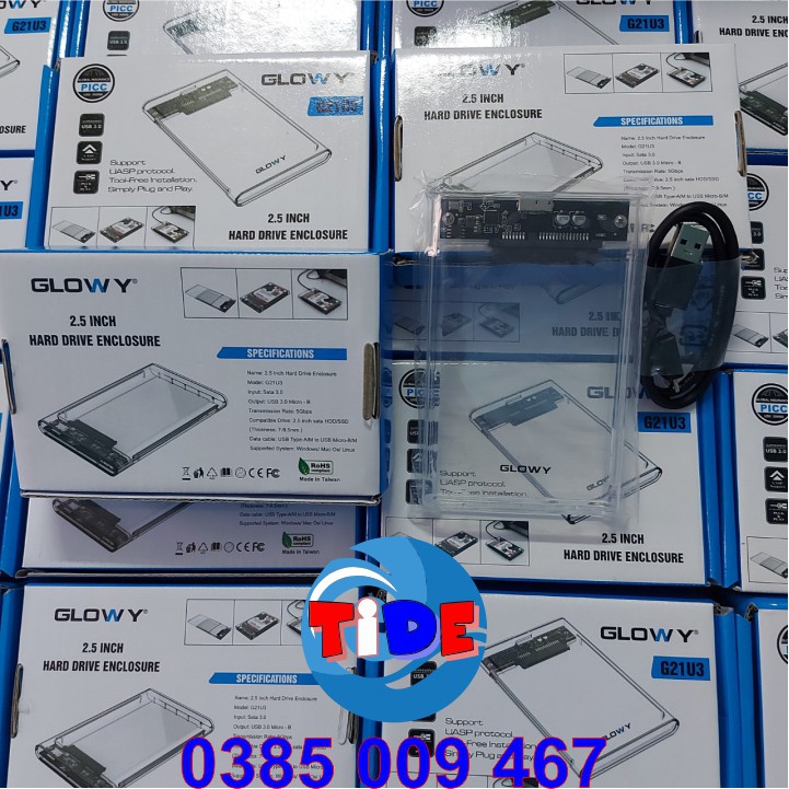 Box SSD/HDD 2,5&quot; Gloway G21U3 - Nhựa ABS trong suốt – CHÍNH HÃNG – Bảo hành 12 tháng