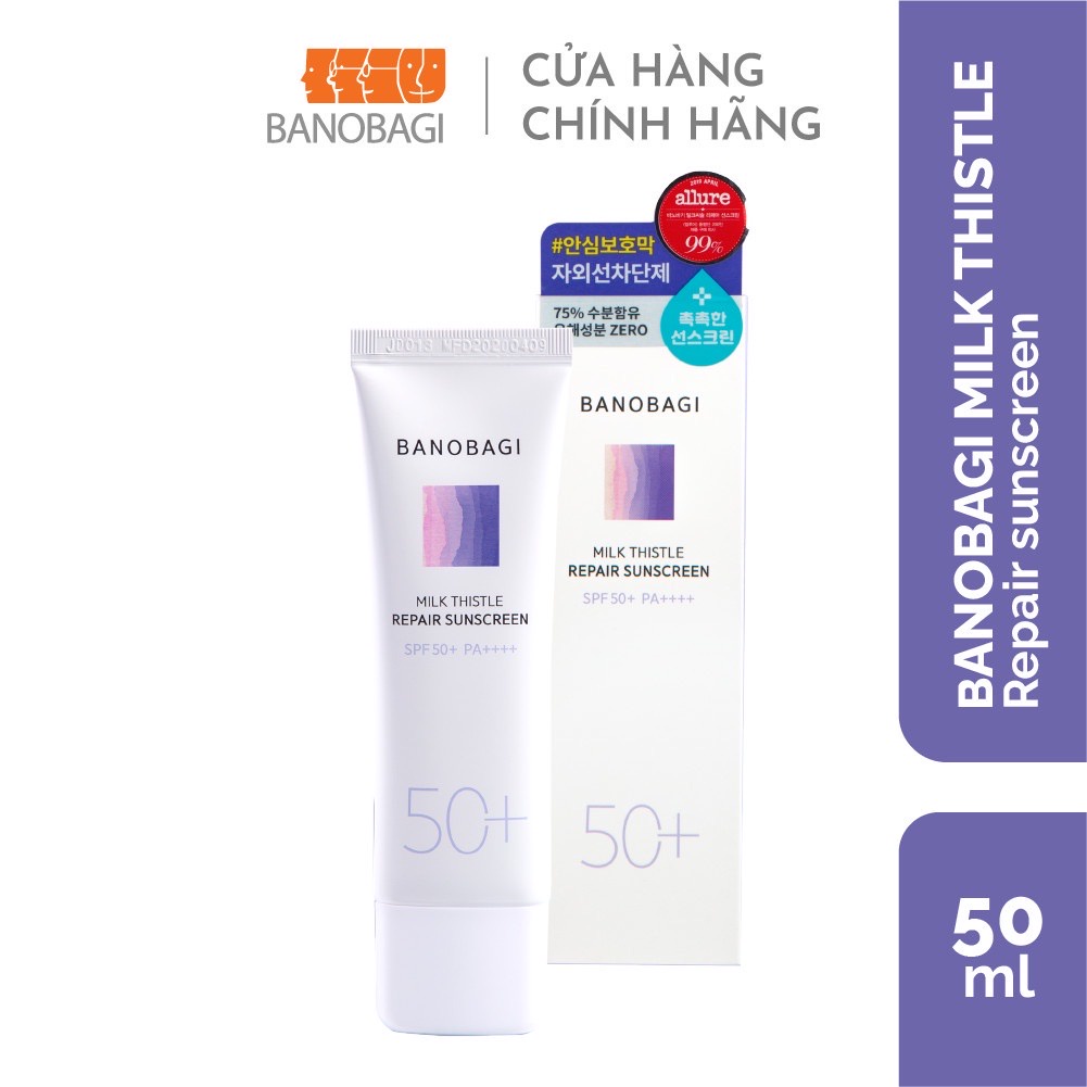 Kem Chống Nắng Cho Da Nhạy Cảm BANOBAGI Milk Thistle Repair Sunscreen 50ml SPF 50+ PA++++ tặng tuýp 15ml