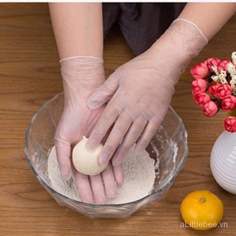 Găng tay nilong, bao tay xốp [combo 100 cái] dùng 1 lần làm bếp tiện lợi vệ sinh