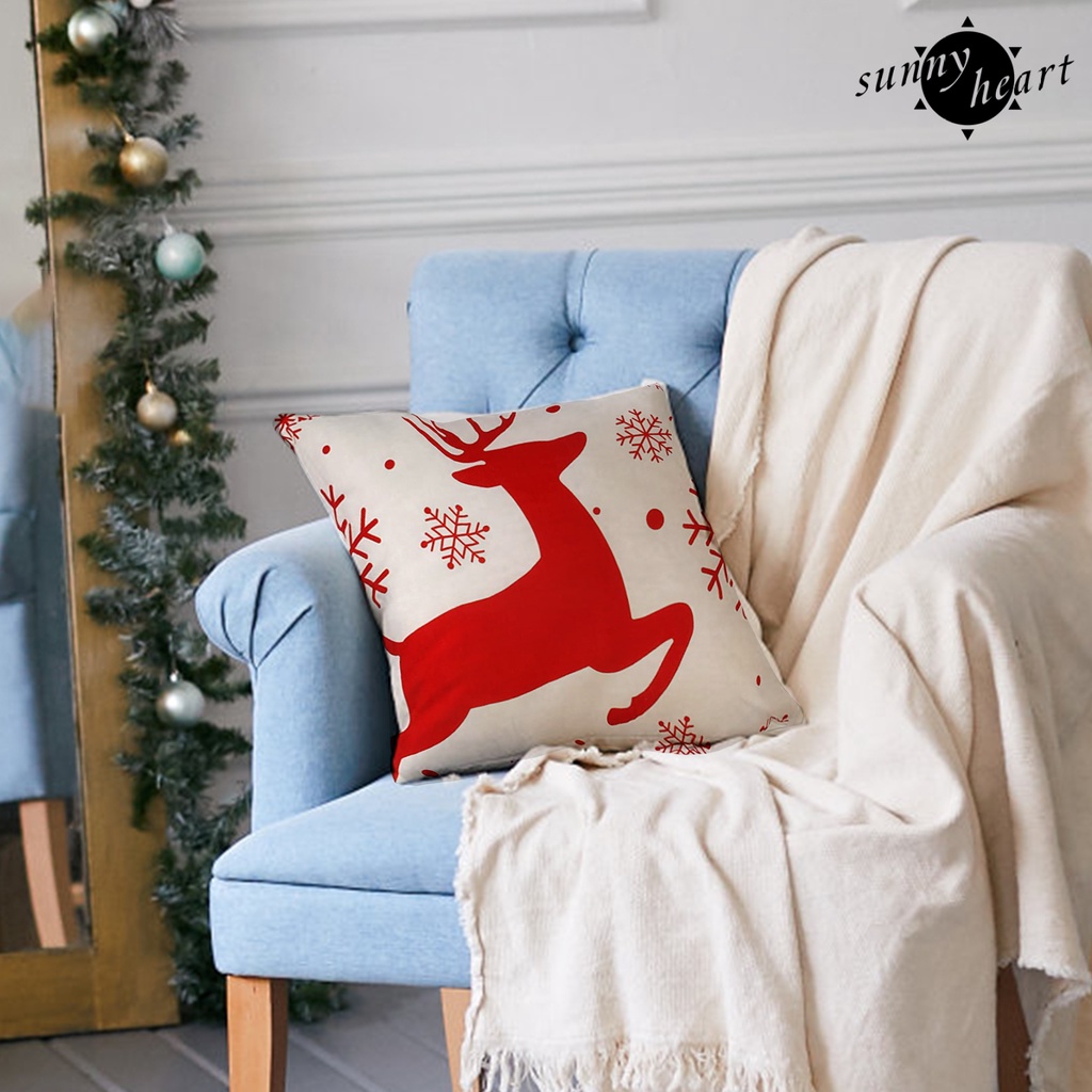 Sn Set 4 Vỏ Gối Vuông Thân Thiện Với Da Họa Tiết Giáng Sinh Cho Nhà Nông Trại Hàng Ngày