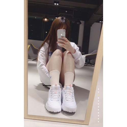 Giày F.I.L.A Disruptor 2 Màu Trắng Hồng, Hàng Chính Hãng, Full Box, Tem, Tag...