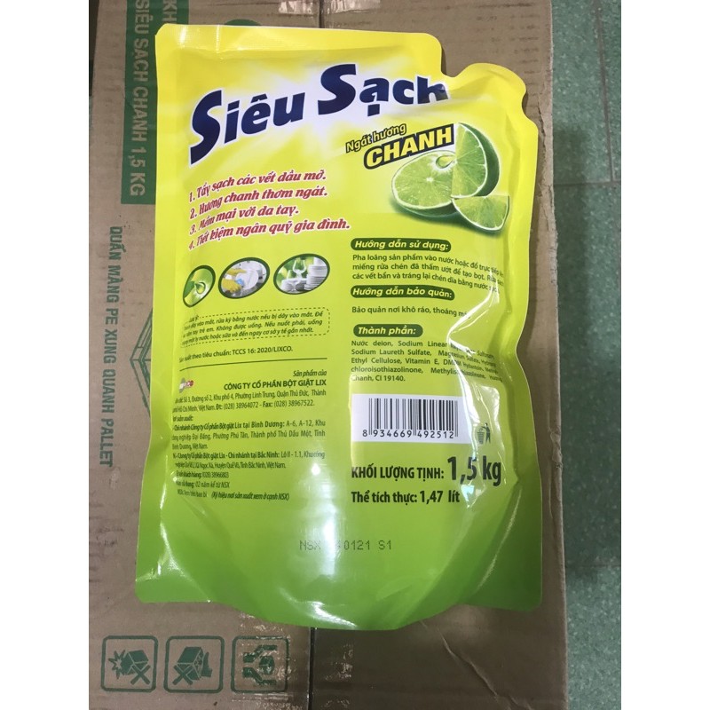 Nước rửa chén siêu sạch 1.5kg (túi)