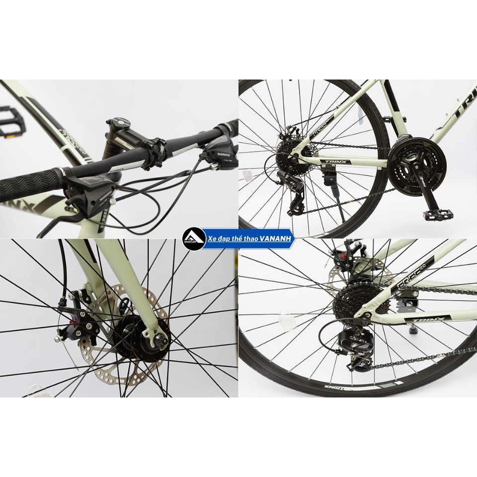 Xe đạp đường trường TrinX Free 2.0 Khung sườn hợp kim nhôm Alloy 700Cx470 Bộ truyền động Shimano 24 Tốc độ Màu Đen Xám