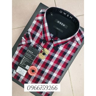 áo sơ mi cộc tay kẻ đỏ as80774 chất sợi tre chống nhăn