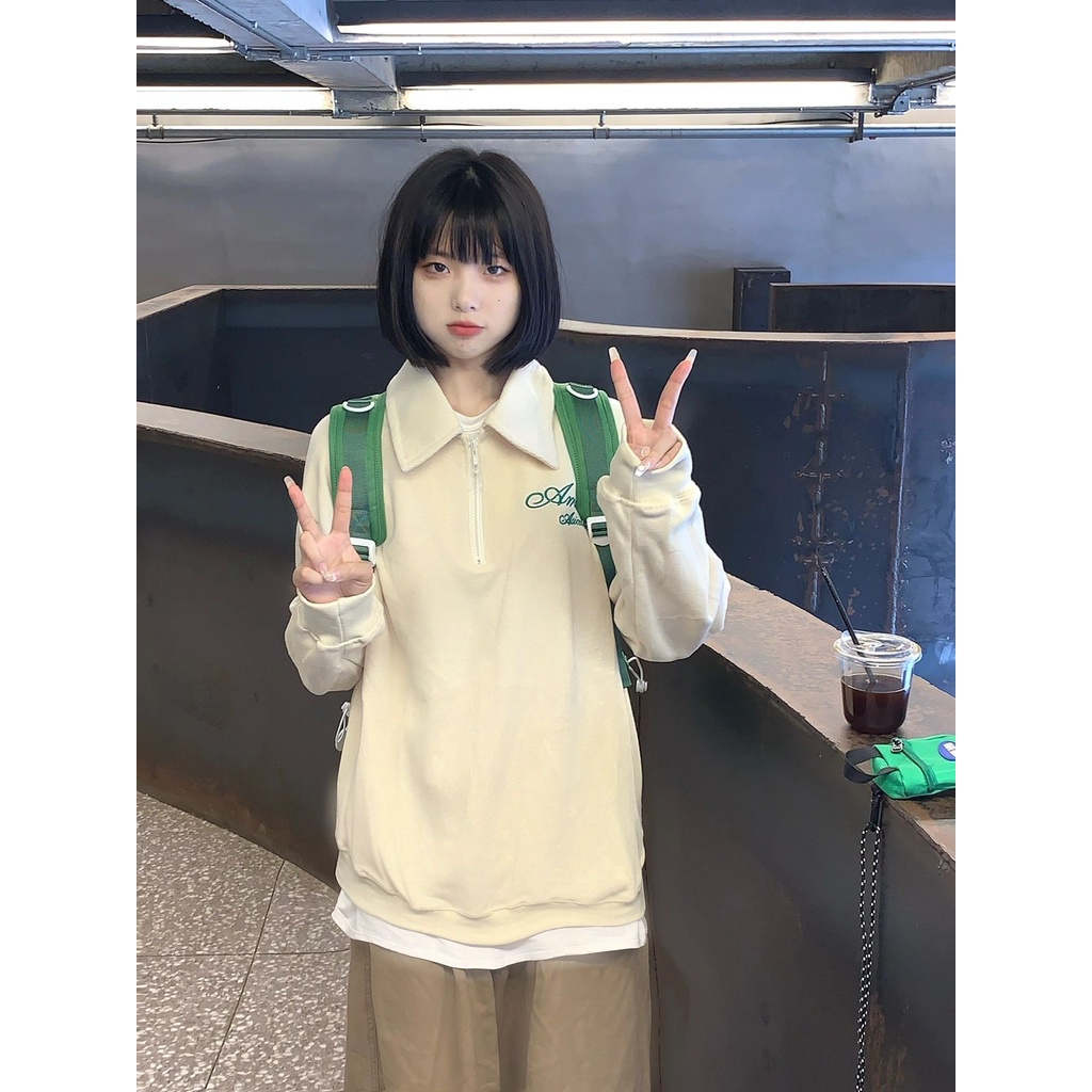 Áo Thun polo Dài Tay Phong Cách Nhật Bản Năng Động Trẻ Trung Dành Cho Nữ