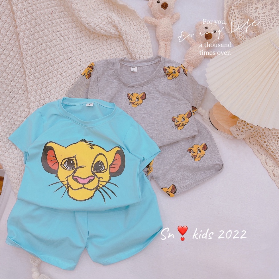 Bộ cộc tay bé trai, bé gái, bộ chất Cotton tàu hổ xanh xám thoáng mát cực đẹp cho bé