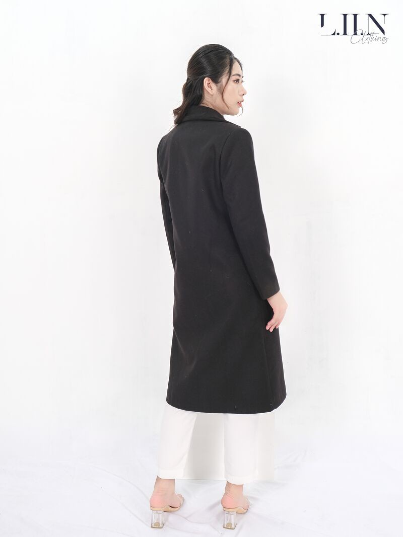 Áo dạ đen dáng dài mềm mại, dễ phối đồ LIIN Clothing M0021