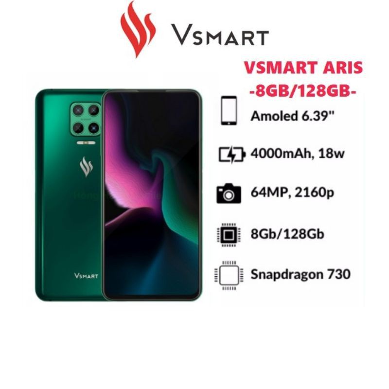(GIÁ CỰC RẺ) Điện thoại Vsmart Aris (8GB/128GB) VAR mới fullbox