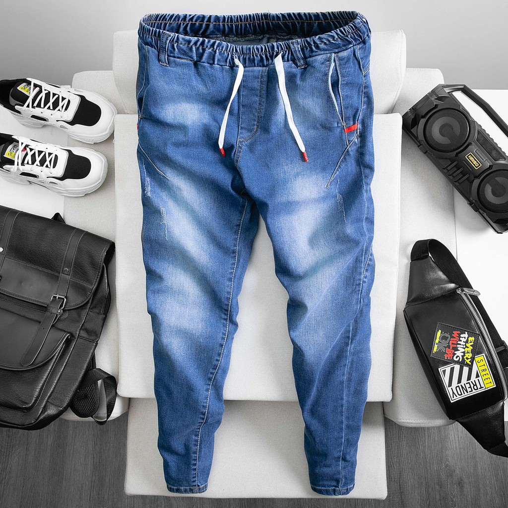 Quần JEAN cạp chun kết hợp cùng dây rút form baggy QJ562