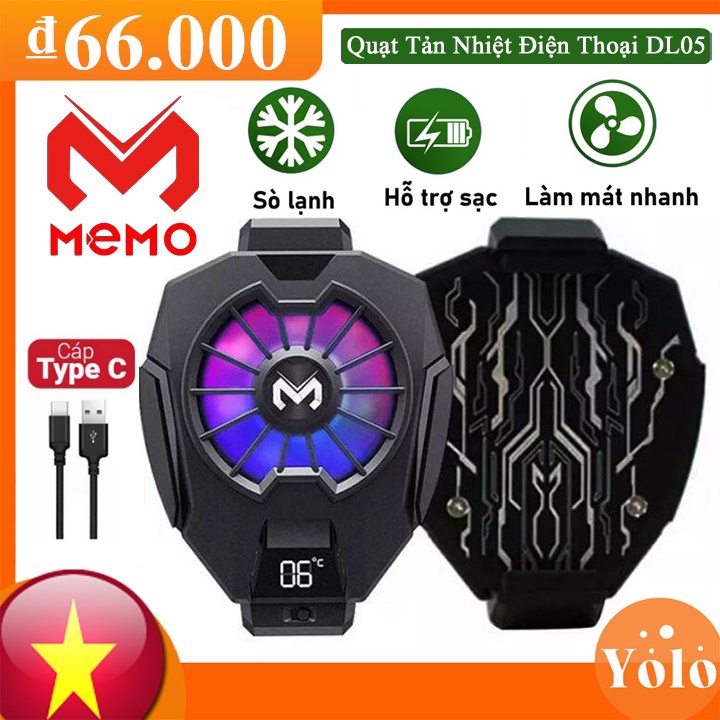Quạt Tản Nhiệt Điện Thoại Sò Lạnh Memo DL05 Quạt Tản Nhiệt Gaming DL05 Siêu Lạnh memo LED RGB Kẹp Th