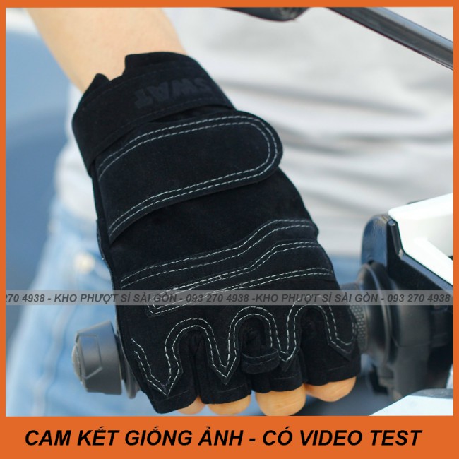 Găng tay nam cụt ngón chạy xe máy, phượt, giao hàng cao cấp SWAT G01 - Găng tay xe máy nam cụt ngón lại tốt