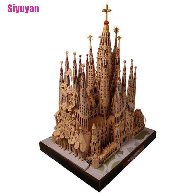 Đồ chơi mô hình Vương cung thánh đường Sagrada Familia 3D làm bằng giấy DIY