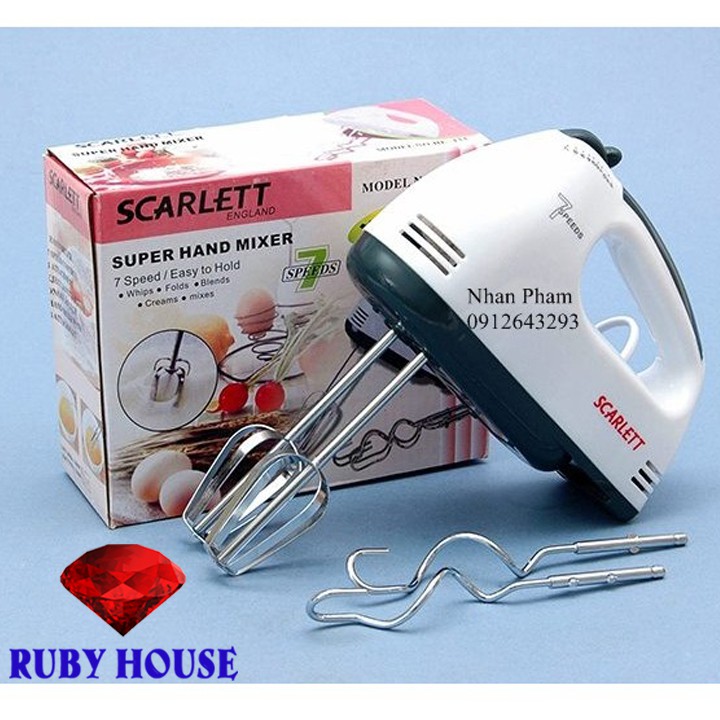 Máy đánh trứng cầm tay Scarlett CHÍNH HÃNG, máy đánh trứng 7 tôc độ-Ruby House