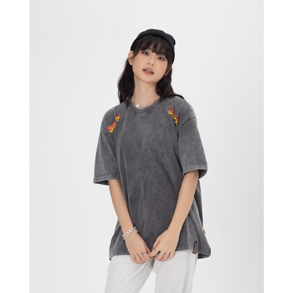 Áo thun TSUN Beachy Beachy Wash Tee - Xám - Unisex