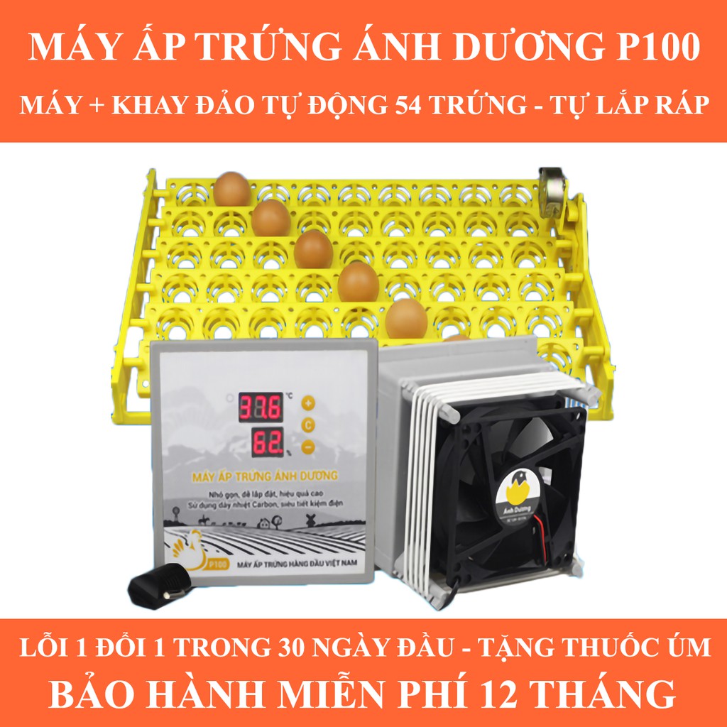 Máy ấp trứng mini Ánh Dương P100 - Phiên Bản Tự Lắp Ráp - 1 Khay Nhựa 54 Quả